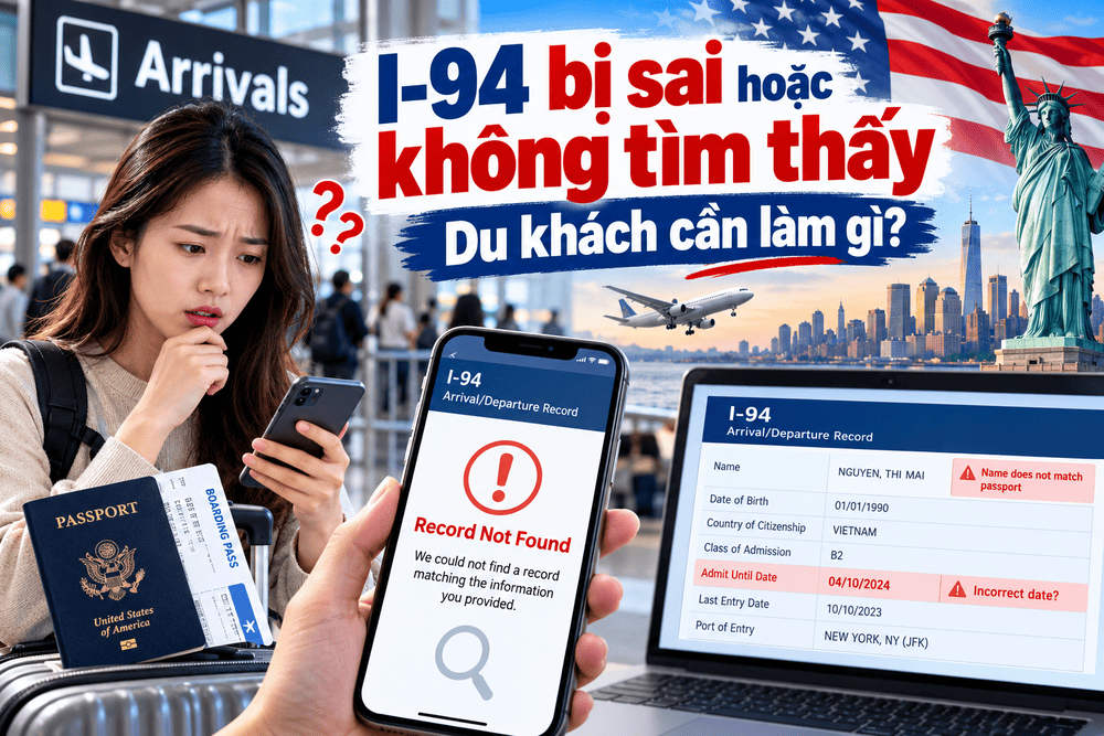 I-94 bị sai hoặc không tìm thấy: Du khách cần làm gì?
